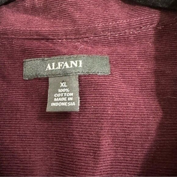 MEN’S ALFANI BURGUNDY CORDUROY LONG SLEEVE COTTON BUTTON UP SHIRT XL - Picture 4 of 10